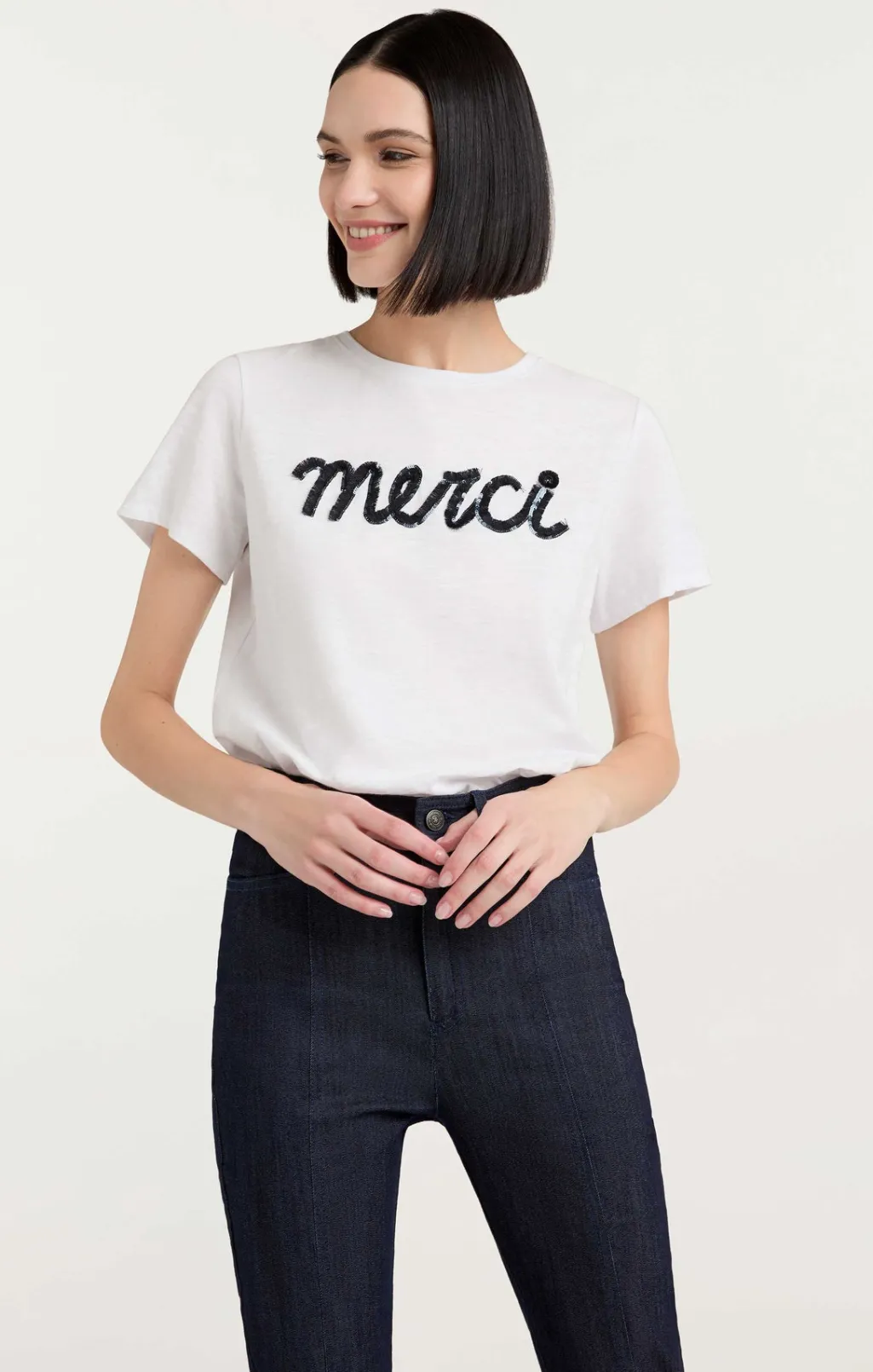 Cinq à Sept Threaded Merci Tee WhiteMulti Online