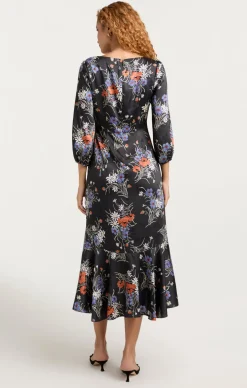 Cinq à Sept Three Quarter Sleeve Walker Dress ObsidianMulti Discount