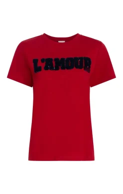 Cinq à Sept Toweled L'amour Shrunken Tee Rosewood/navy New