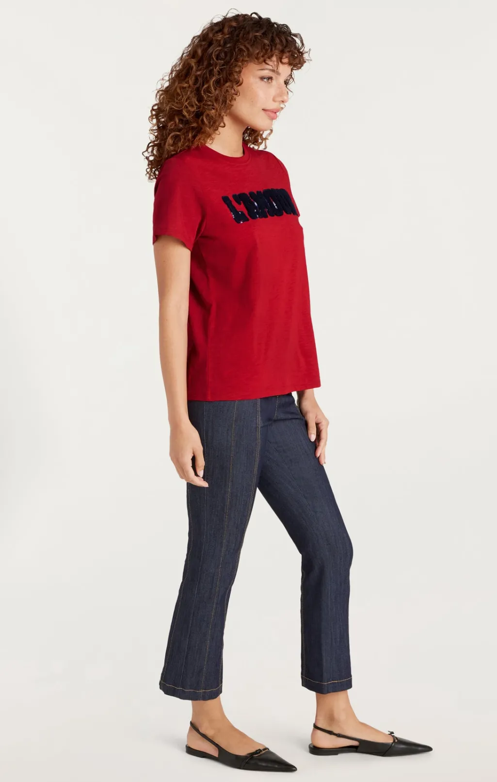 Cinq à Sept Toweled L'amour Shrunken Tee Rosewood/navy New