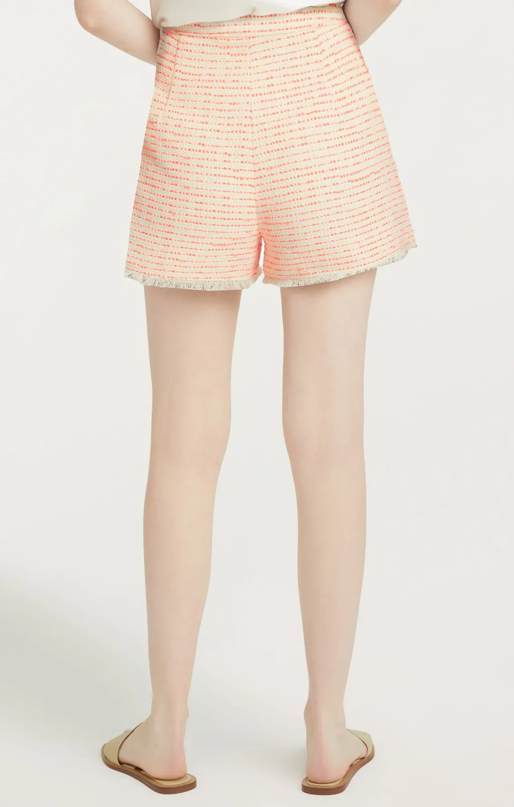 Cinq à Sept Tweed Coronado Short Ivory/neonCoral Outlet