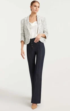 Cinq à Sept Tweed Petite Khloe Blazer Ivory/Navy Outlet