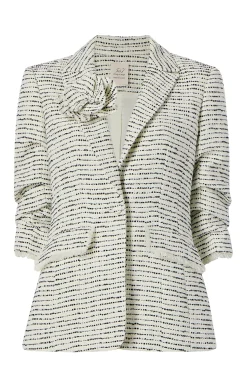 Cinq à Sept Tweed Pricilla Blazer Ivory/Navy Outlet