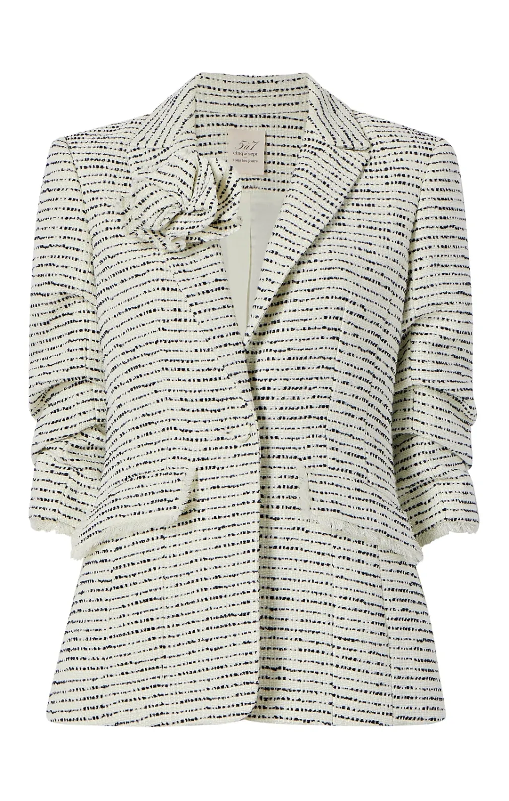 Cinq à Sept Tweed Pricilla Blazer Ivory/Navy Outlet