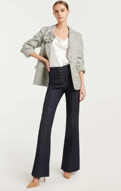 Cinq à Sept Tweed Pricilla Blazer Ivory/Navy Outlet