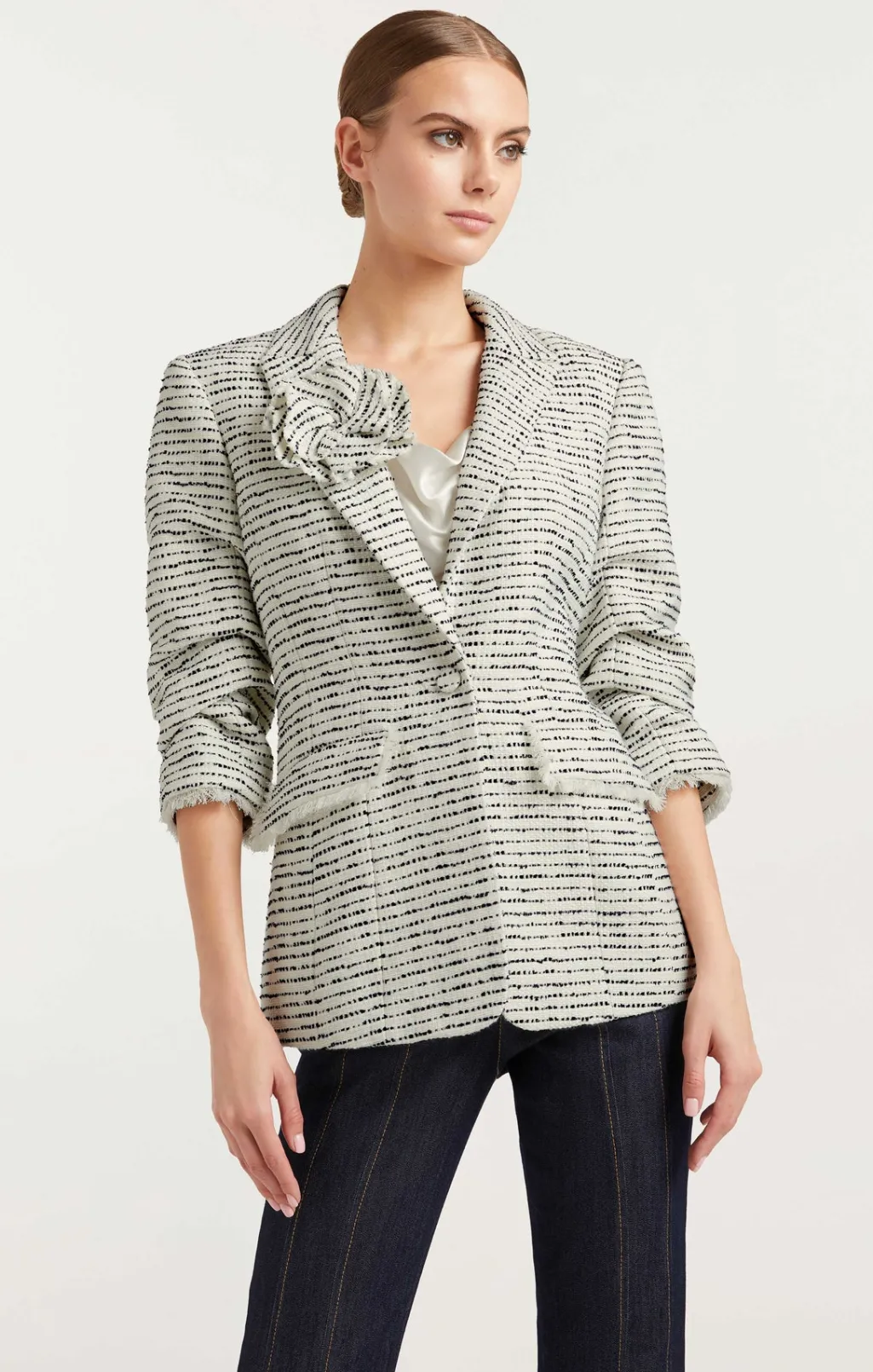 Cinq à Sept Tweed Pricilla Blazer Ivory/Navy Outlet