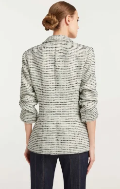 Cinq à Sept Tweed Pricilla Blazer Ivory/Navy Outlet
