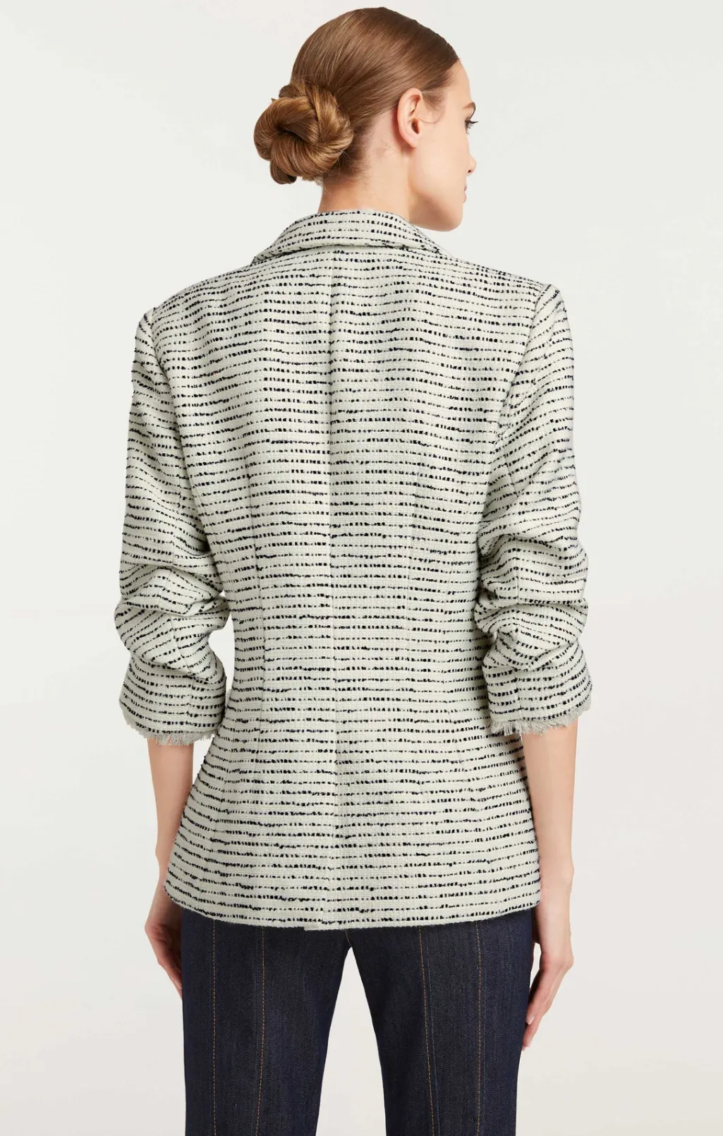 Cinq à Sept Tweed Pricilla Blazer Ivory/Navy Outlet