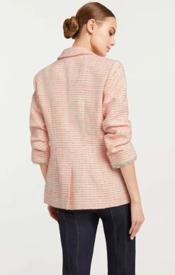Cinq à Sept Tweed Pricilla Blazer Ivory/NeonCoral Online
