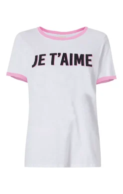 Cinq à Sept Two Tone Je T'aime Tee White/Carnation Sale