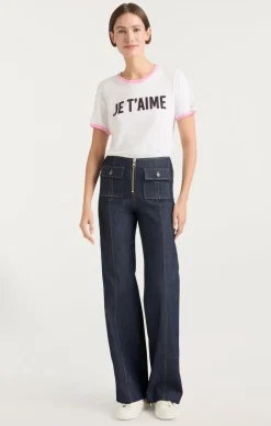 Cinq à Sept Two Tone Je T'aime Tee White/Carnation Sale