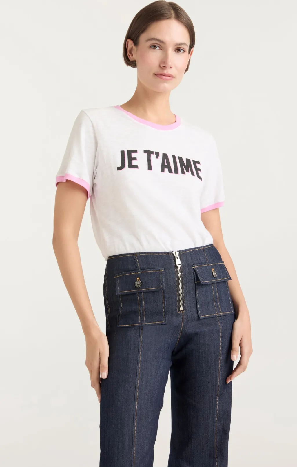 Cinq à Sept Two Tone Je T'aime Tee White/Carnation Sale