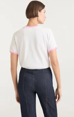 Cinq à Sept Two Tone Je T'aime Tee White/Carnation Sale