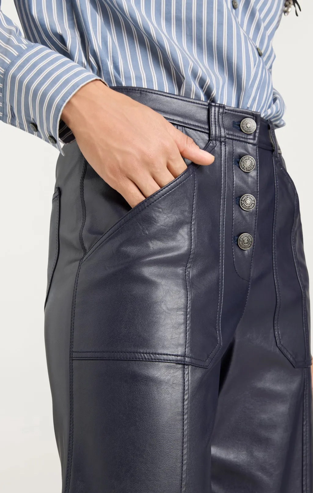 Cinq à Sept Vegan Leather Benji Pant Navy Clearance