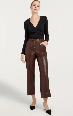 Cinq à Sept Vegan Leather Benji Pant Tobacco Clearance