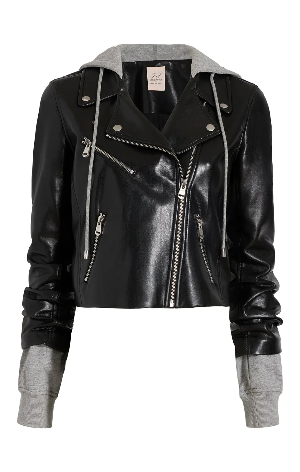 Cinq à Sept Vegan Leather Evie Jacket Black/HeatherGrey Outlet