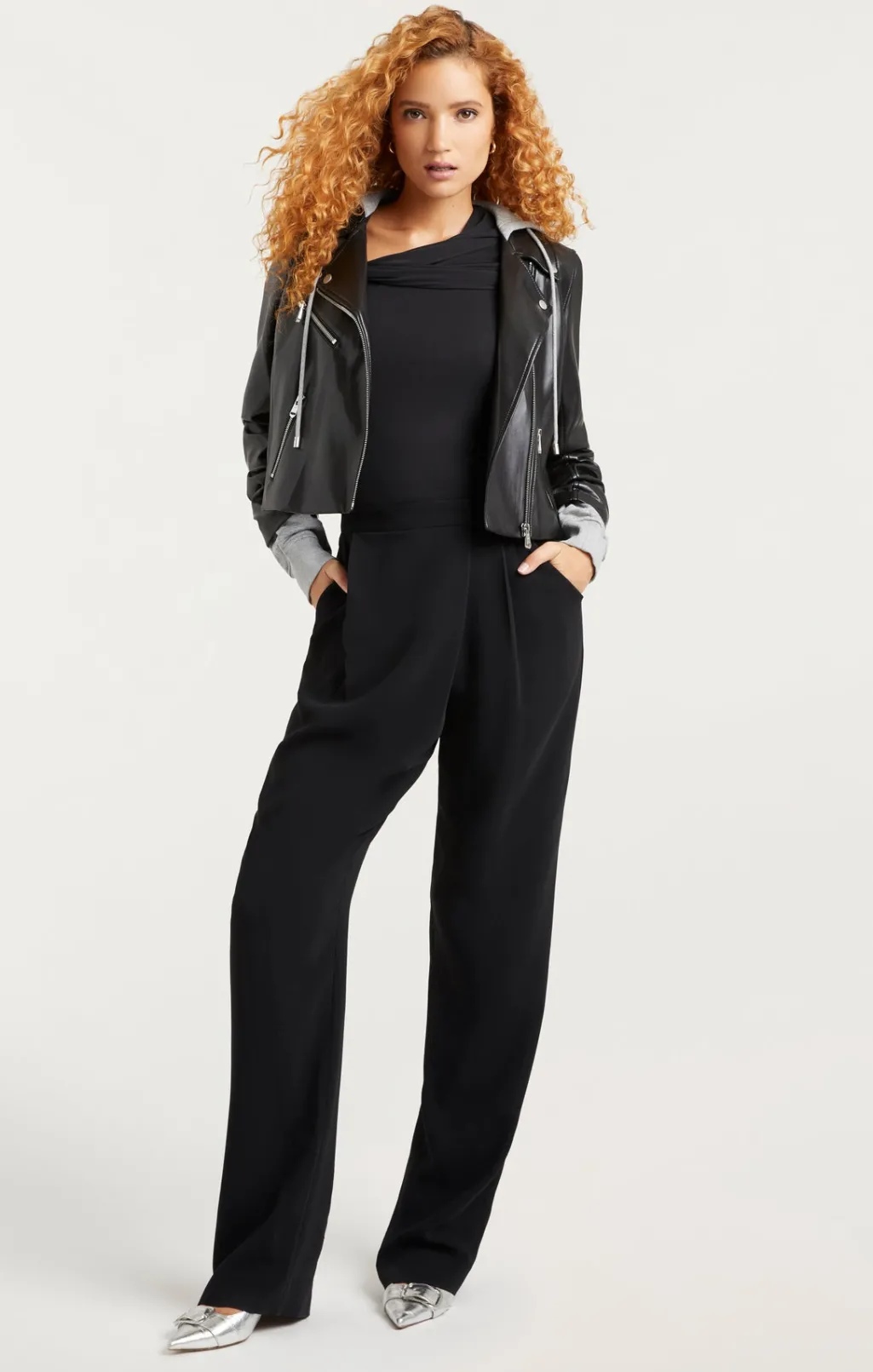 Cinq à Sept Vegan Leather Evie Jacket Black/HeatherGrey Outlet
