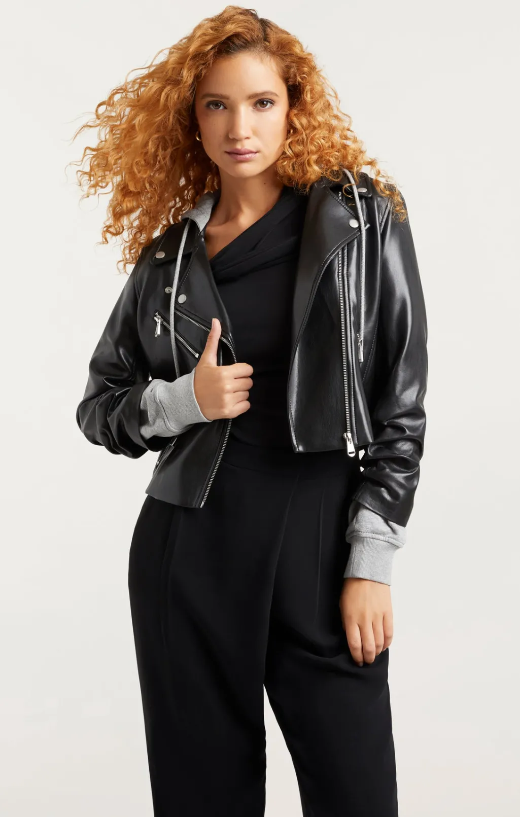 Cinq à Sept Vegan Leather Evie Jacket Black/HeatherGrey Outlet