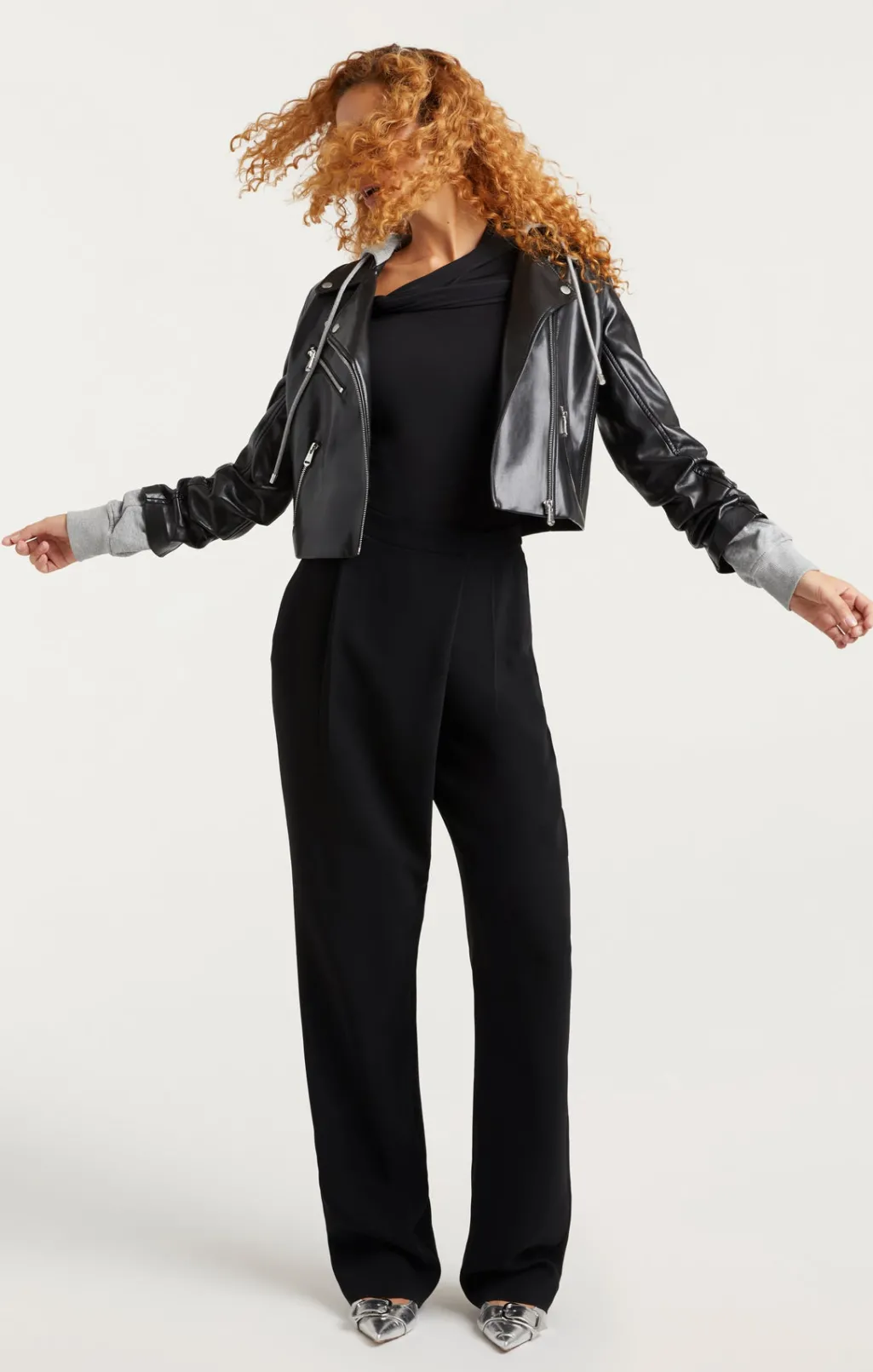 Cinq à Sept Vegan Leather Evie Jacket Black/HeatherGrey Outlet
