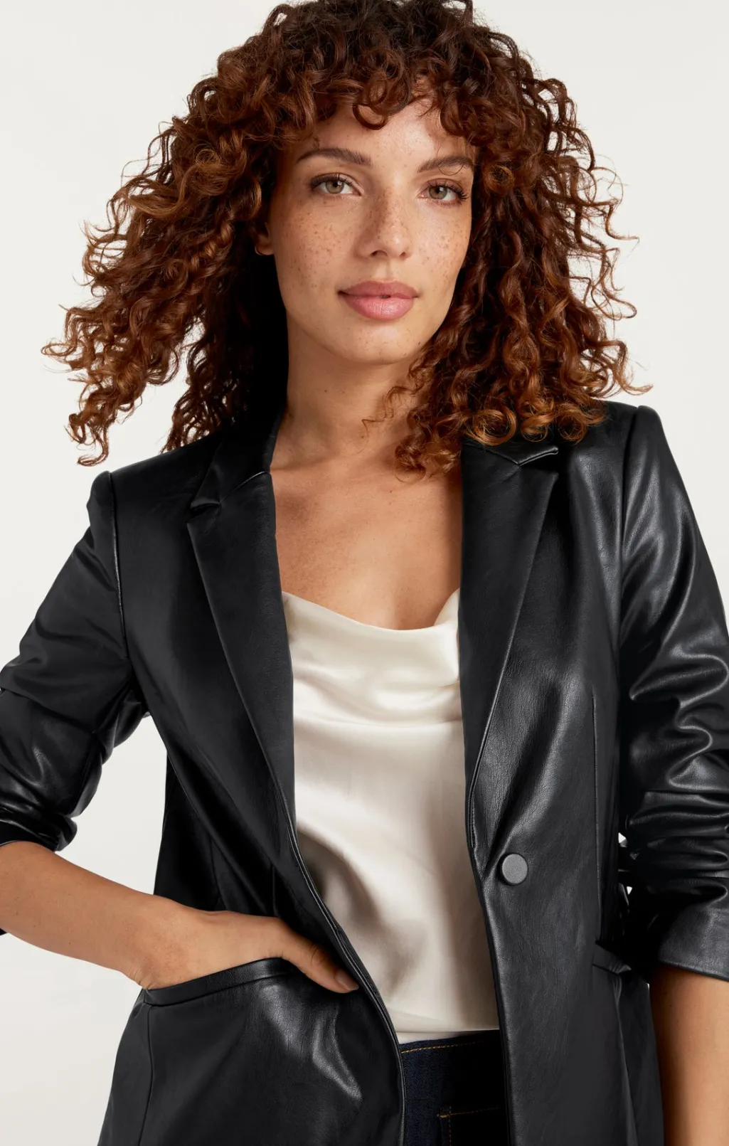 Cinq à Sept Vegan Leather Kylie Blazer Black New
