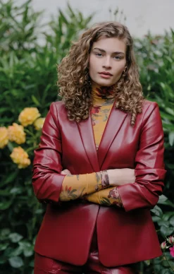 Cinq à Sept Vegan Leather Kylie Blazer Rhubarb Outlet