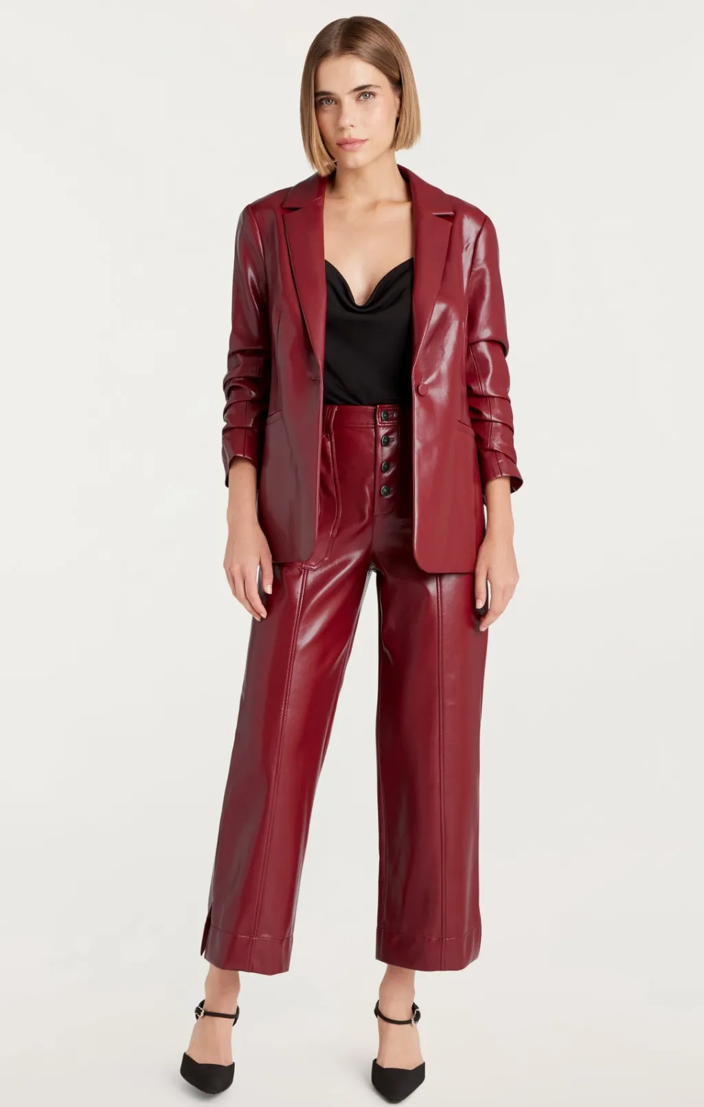Cinq à Sept Vegan Leather Kylie Blazer Rhubarb Outlet