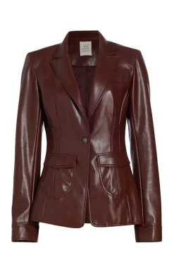 Cinq à Sept Vegan Leather Louisa Blazer Tobacco New