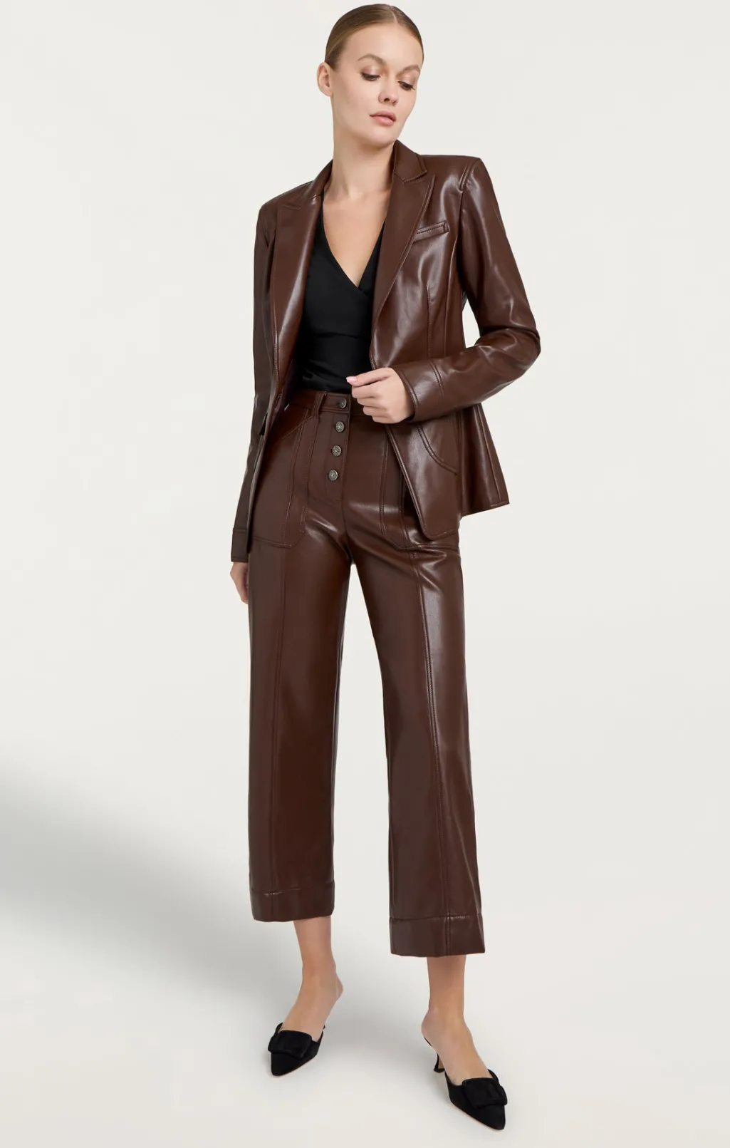 Cinq à Sept Vegan Leather Louisa Blazer Tobacco New