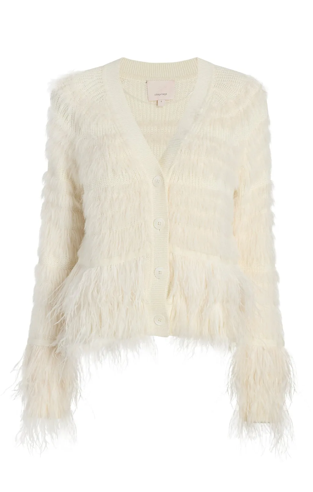 Cinq à Sept Vida Feather Cardigan Ivory Outlet