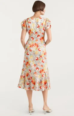 Cinq à Sept Walker Dress LineworkFloralIvoryMulti