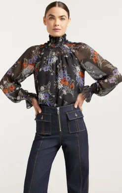 Cinq à Sept Wild Poppy Avalyn Top ObsidianMulti