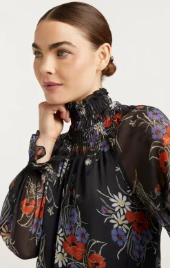 Cinq à Sept Wild Poppy Avalyn Top ObsidianMulti