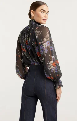 Cinq à Sept Wild Poppy Avalyn Top ObsidianMulti