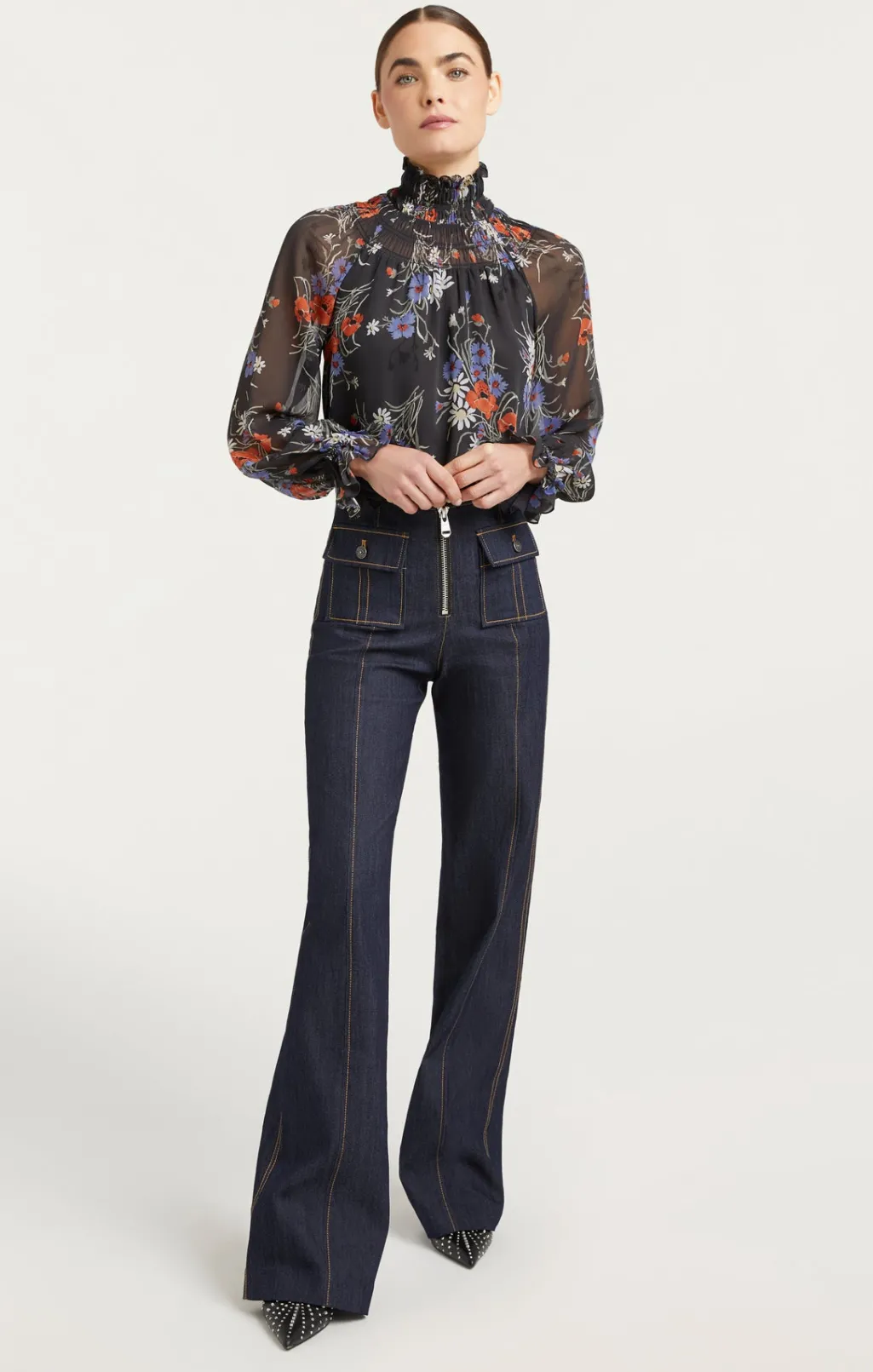 Cinq à Sept Wild Poppy Avalyn Top ObsidianMulti