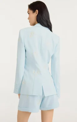 Cinq à Sept Wildflower Bouquet Embellished Cheyenne Blazer GlacialBlueMulti Best