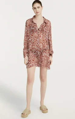 Cinq à Sept Woodblock Zebra Short Alisha Cover up Sequoia/ivory