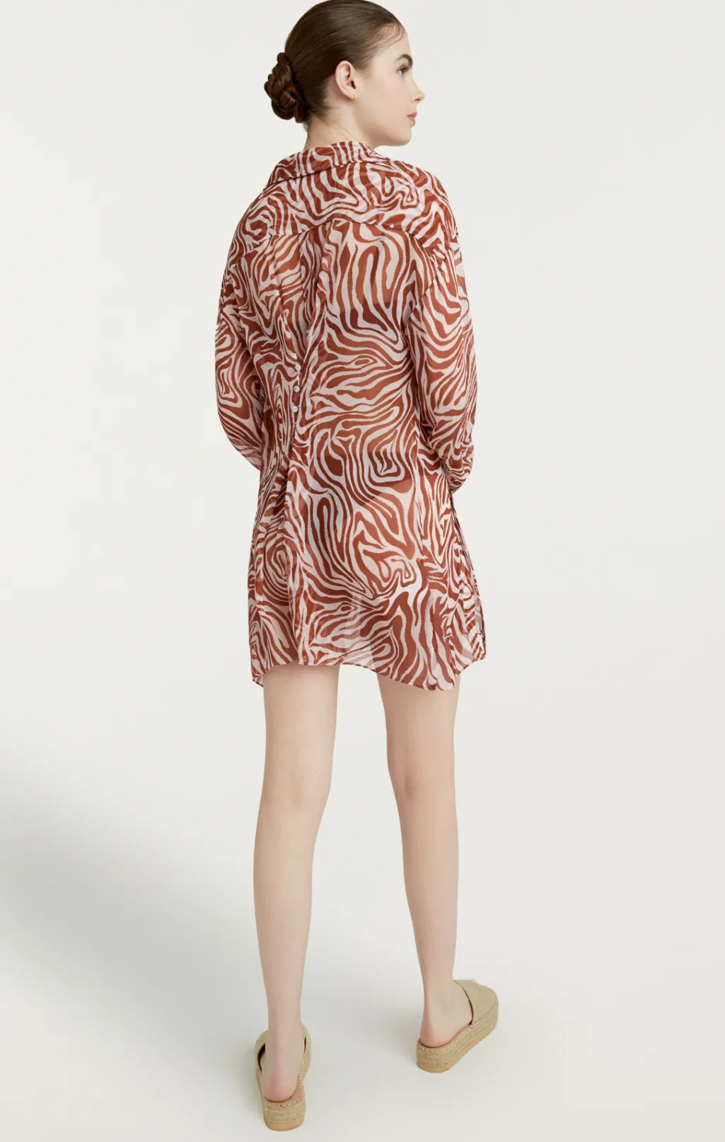 Cinq à Sept Woodblock Zebra Short Alisha Cover up Sequoia/ivory
